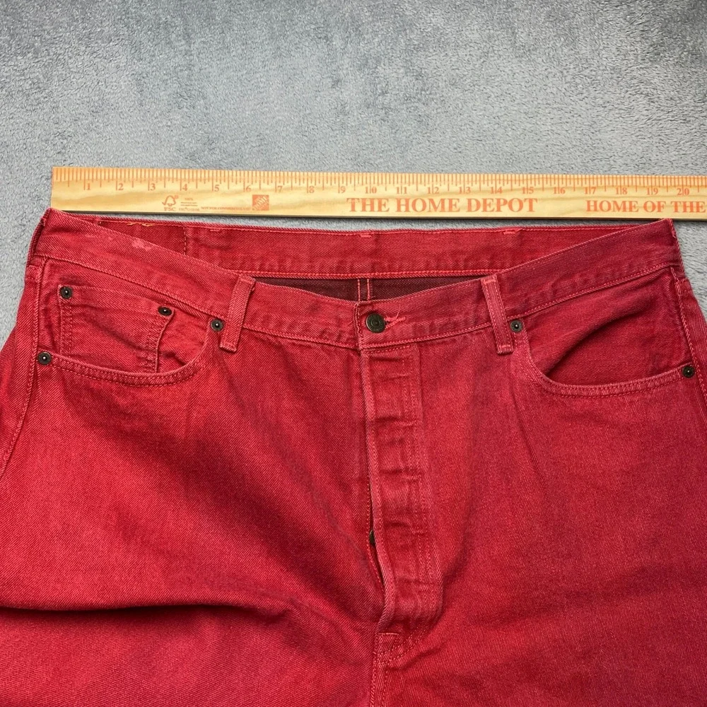 Levis 501 XX Mens 42x32 Original Fit Red Denim Straight Leg Button Fly Jeans